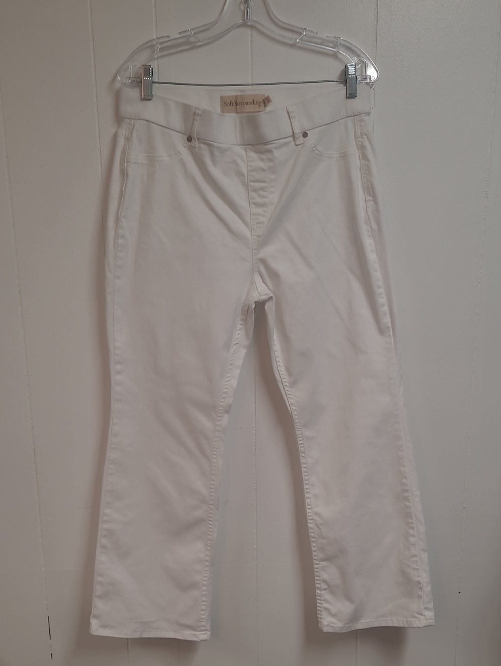 Soft Surroundings White Ultimate Denim Pull On Boot Cut Jeans Sz PL
